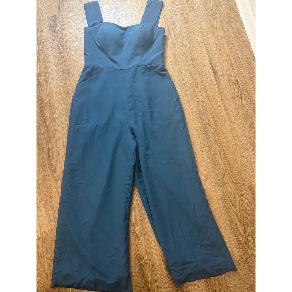 JJ's House Teal Blue Wide Leg Jumpsuit Sweetheart Neck Formal Wedding Guest